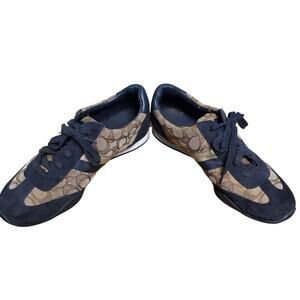 COACH Kelson Signature Jacquard Sneakers Khaki  Luxury Designer Style fit like 9